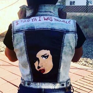 Hand painted AMY WINEHOUSE denim vest